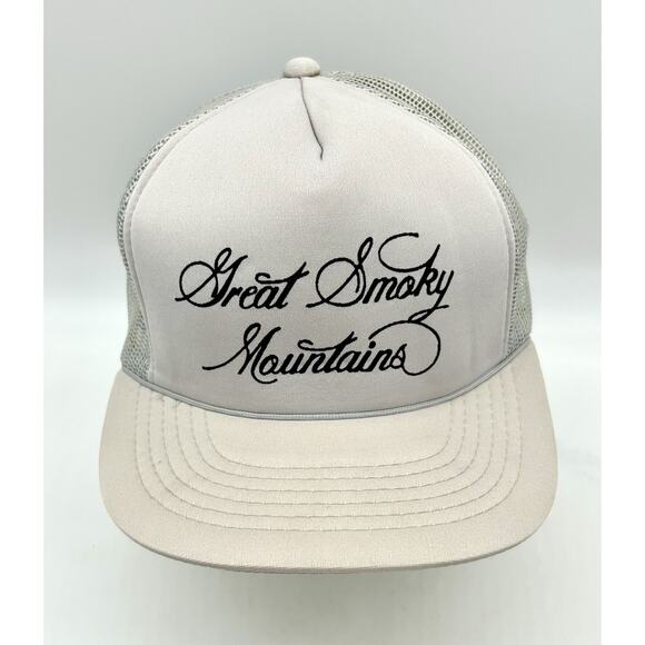 Vintage 90s Streetwear Great Smoky Mountains Script Spell Out Trucker Hat - Picture 3 of 9